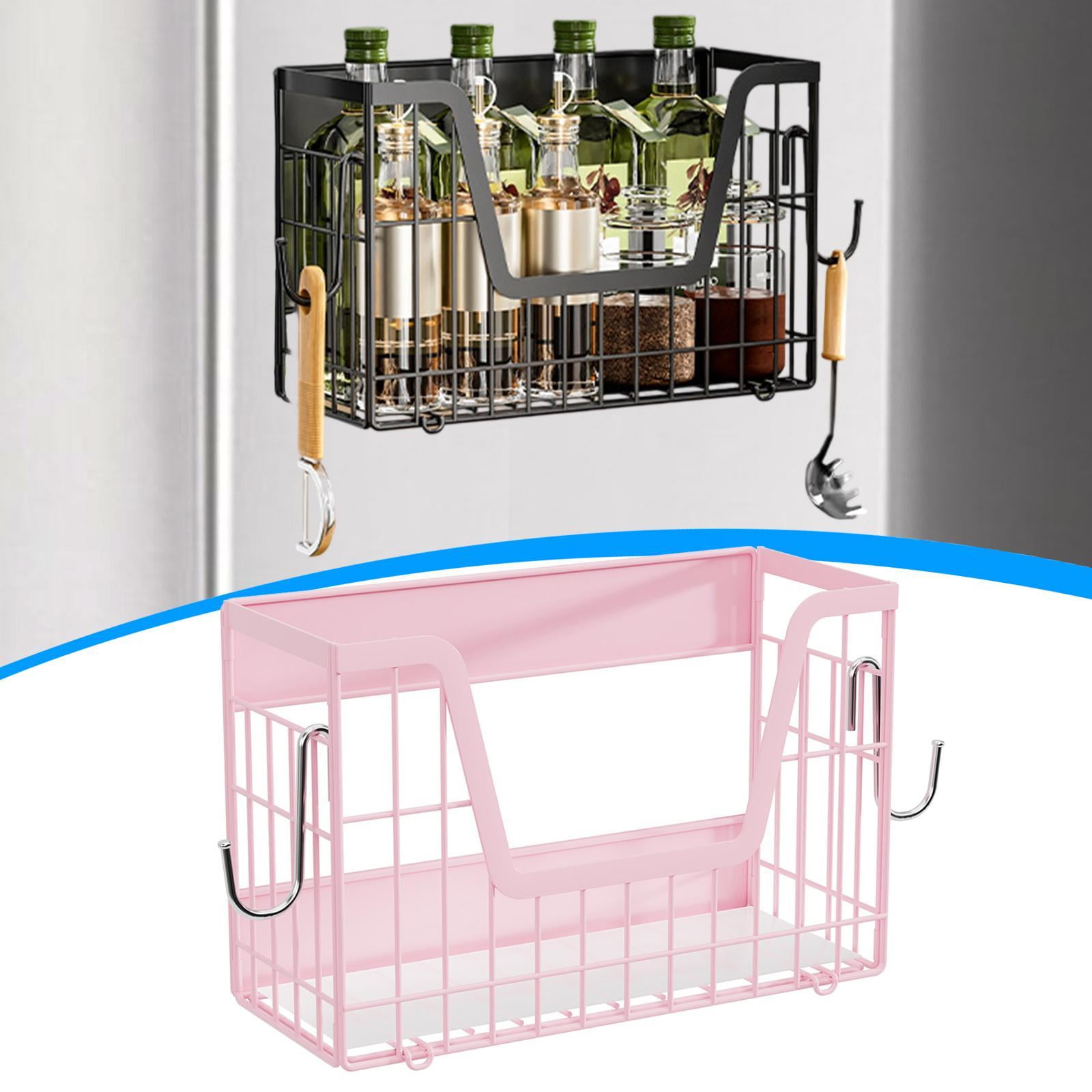 CoudarTitie Refrigerator Side Shelf Magnetic Spice Rack for Fridge for Cabinet Household Pink