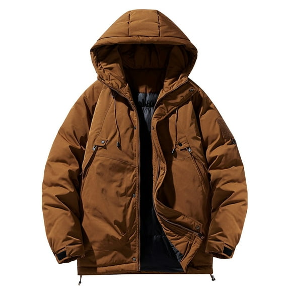 Bazeneo Mens Winter Coats with Hood Warm and Thick Waterproof Jackets for Men Thermal Long Sleeve Windbreaker Jackets Soft Shell Windproof Work Jacket Outdoor Jacket for Ski