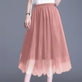 thumbnail image 3 of Womens Midi Tulle Skirts Mesh Party Long Elastic High Waist A-Line Pleated Flowy Tutu Skirts Light pink M, 3 of 4