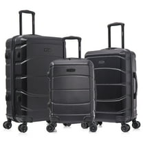 DUKAP SENSE 3-Piece Hardside Luggage Sets with Spinner Wheels, Handle and Trolley, (20"/24"/28"), Black