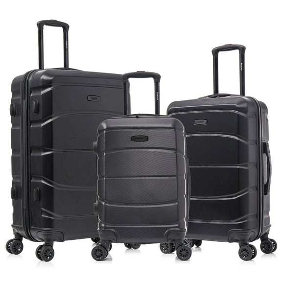 DUKAP SENSE 3-Piece Hardside Luggage Sets with Spinner Wheels, Handle and Trolley, (20"/24"/28"), Black
