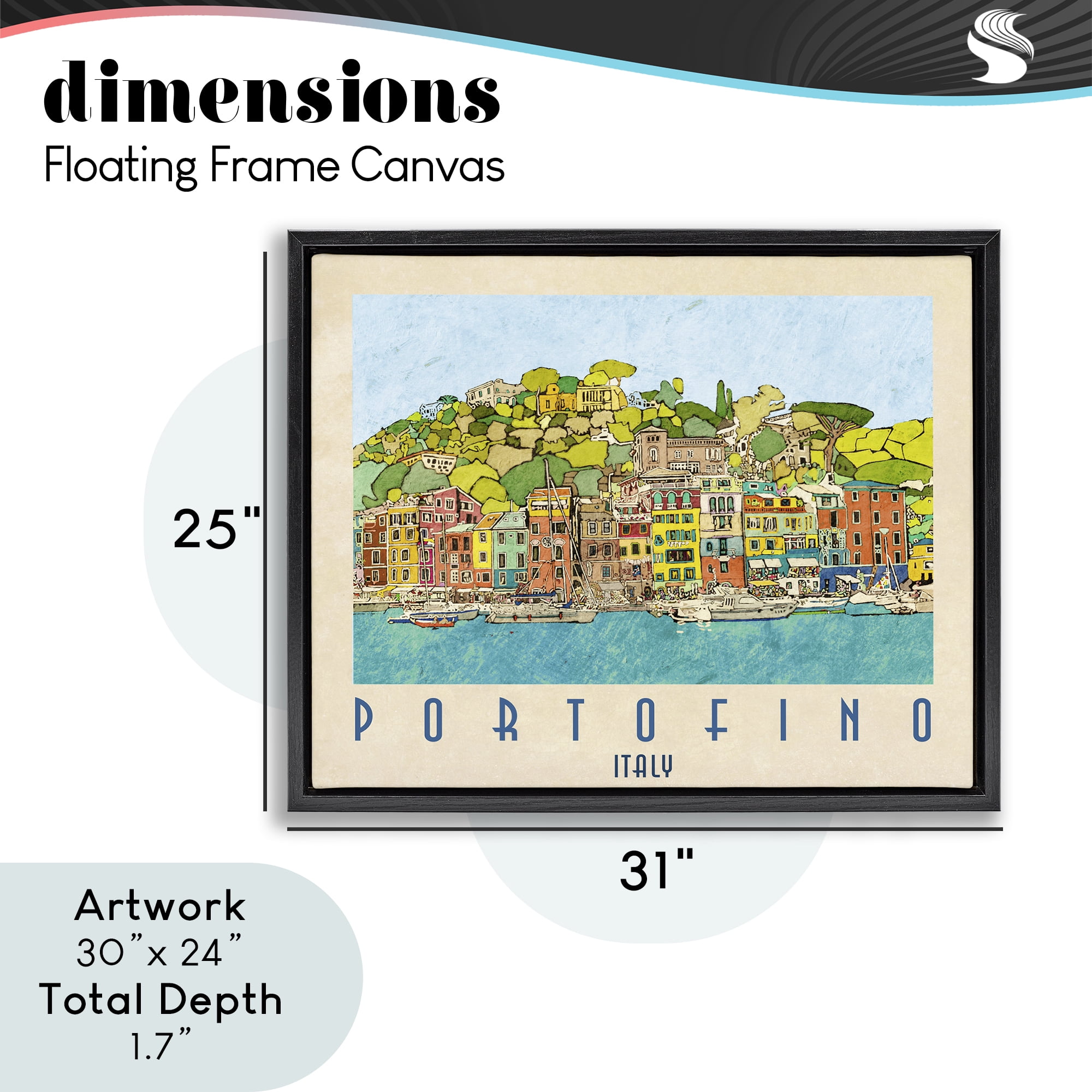 Stupell Industries Portofino Architecture Poster Black Framed Floater Canvas Wall Art, design by Ynon Mabat