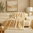 thumbnail image 2 of Fennco Styles Cuddle Bubble Faux Fur Throw Blanket 50" x 60" – Beige Ultra Soft Plush Textured Blanket for Couch, Bedroom, Living Room Décor, 2 of 4