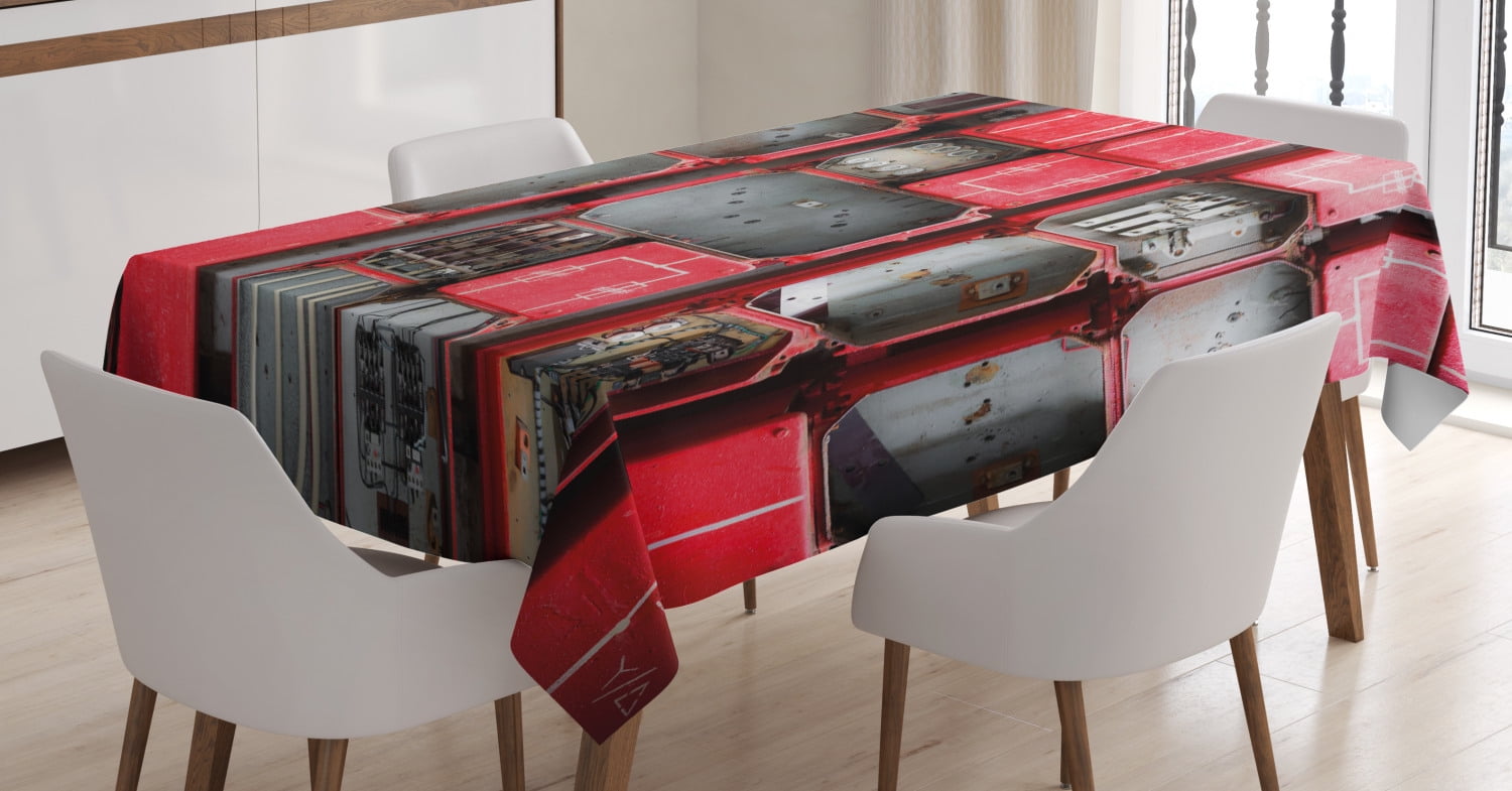 Industrial Decor Tablecloth, Fuse Close Up Industrial Type Junction Cables Box