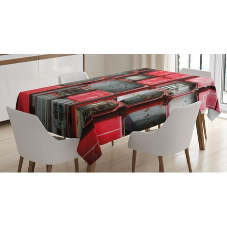 

Industrial Decor Tablecloth Fuse Cabinet Close Up Industrial Type Junction Cables Box Electricity Rectangular Table Cover for Dining Room Kitchen 60 X 90 Inches Red White Grey by Ambesonne