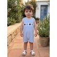 thumbnail image 4 of BemeyourBBs Newborn Baby Boy Summer Clothes Fishing Outfit Smocked Gingham Romper Overalls Shorts 0 3 6 12 18 Months Marine Life Embroidered Sleeveless One Piece Plaid Casual Jumpsuit, 4 of 9