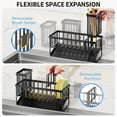 thumbnail image 3 of Portasponjas para fregadero Portasponjas con portacepillo y bandeja drenaje automático acero inoxidable Organizador de fregadero para esponja dispensador de jabón, 3 of 7