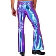 thumbnail image 2 of JanJean Men's Shiny Metallic Fashion Dance Pants Holographic Disco Flared Pants Bell Bottom Trousers Colorful XL, 2 of 7