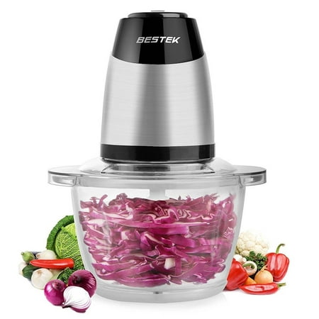 Electric Food Chopper, BESTEK 300W Mini Food Processor, 5-Cup Glass Bowl Grinder for Meat, Vegetables, Fruit and Nuts with High/Low Speed (Best Low Cost Processor)
