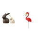 thumbnail image 1 of Juego de estatuas de cerámica de conejo y flamenco, figura de animal de , decoración de jardín de primavera y Pascua para mueble de TV y pati, 1 of 8