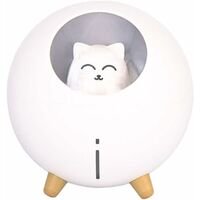 Humidificador de aire, humidificador de aire de escritorio con pulverizador de aromaterapia, lindo gato, luz LED nocturna, difusor ultrasónico de aceites esenciales (blanco)