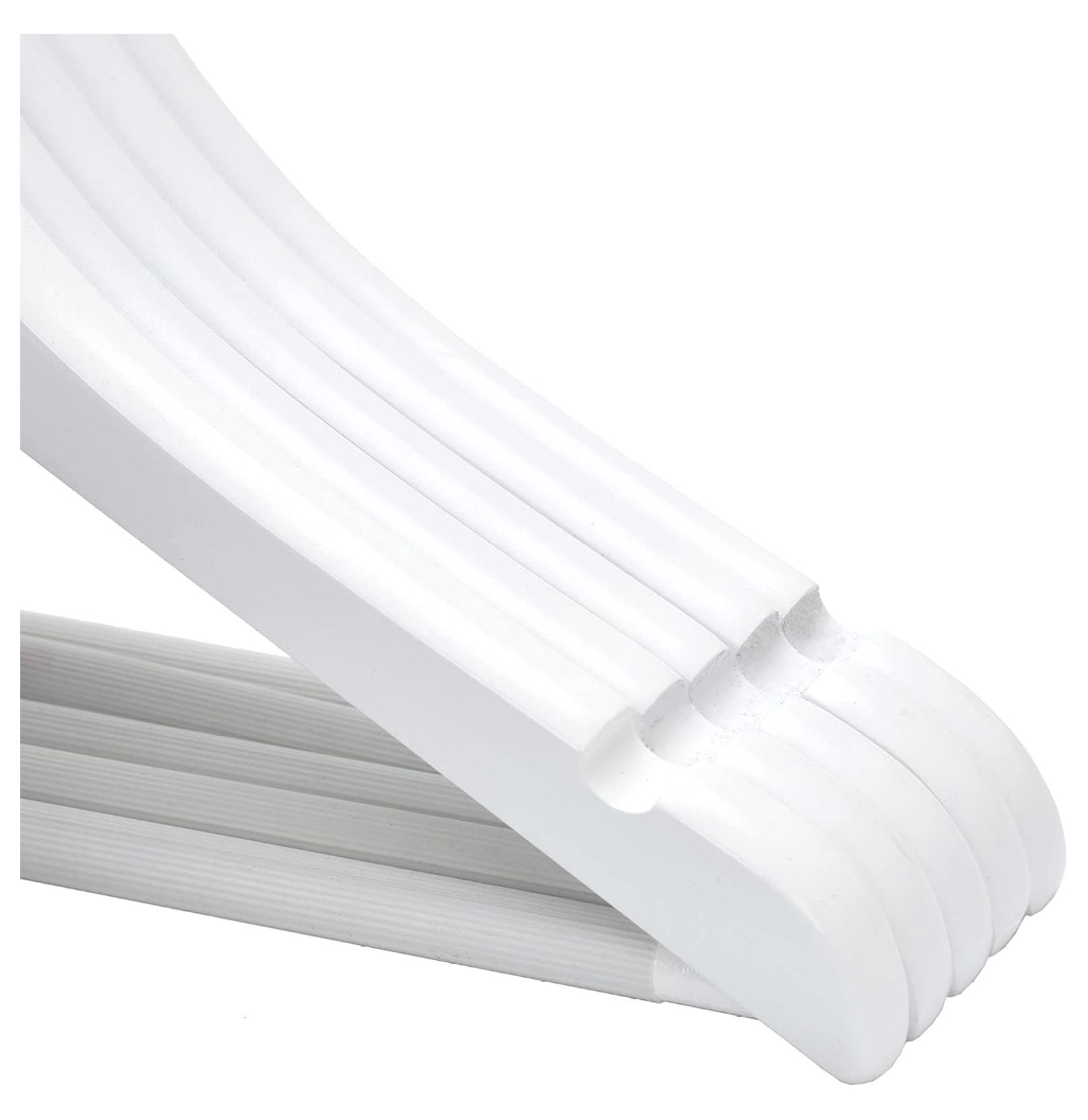 Junior Wooden Hangers 14 Inch - 20 Pack Kids Clothes Hangers with Swivel Hook, Nonslip & Pant Bar - White Youth Hangers for Clothes
