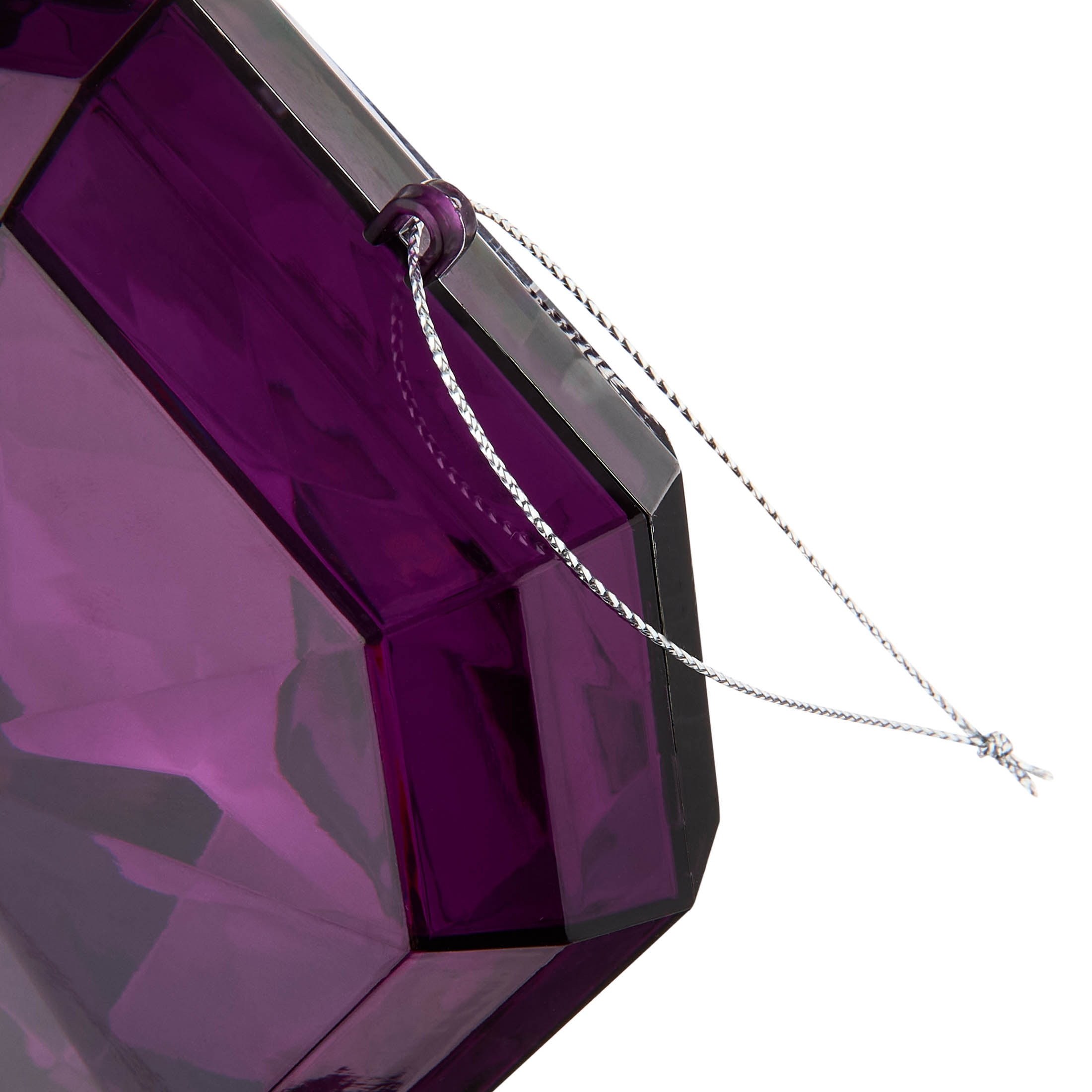 4-Count Purple Square Gem Christmas Ornaments, 4", by Holiday Time