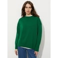 thumbnail image 5 of Jersey de cuello redondo para mujer, Jersey elegante de manga larga, holgado, grueso y cálido, informal, otoño 2024, 5 of 5