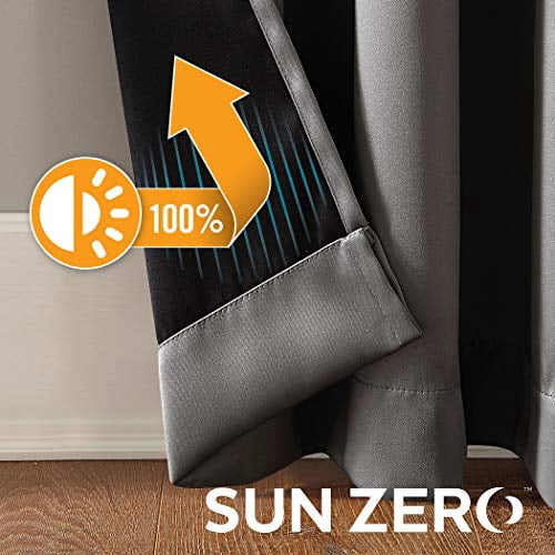 Sun Zero Lichtenberg Blackout Thermal Grommet Curtain 2 Panel (Grey 104 in X 96 in)