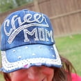 thumbnail image 4 of Popfizzy Womens Cheer Mom Hat, Bling Blue Denim Adult Baseball Hat, 4 of 7