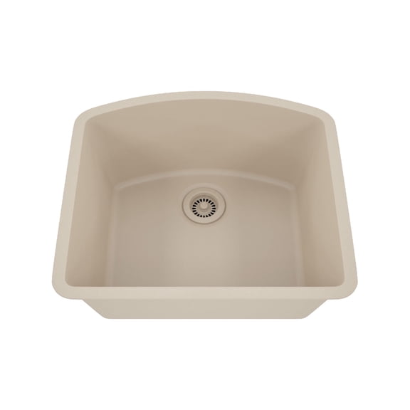 23" x 21" Quartz Kitchen Sink, Single Bowl Sink, D-Shaped Sink, Drop-in Sink, Undermount Sink, Granite Kitchen Sink, Galaxy Beige Kitchen Sink by Lexicon Platinum LP-2321D-B-SO