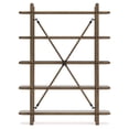 thumbnail image 5 of Signature Design by Ashley Roanhowe Bookcase, Brown Oak Finish, Solid Wood Frame, Mid-Century Modern 5-Shelf Display, 5 of 9