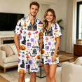 thumbnail image 2 of JULMCOMO Halloween Pajamas for Couples Ghost Cat Pumpkin Print Button Down Collared Holiday Two Piece Sets Elastic Waist Soft Pajama Shorts White-Men L, 2 of 7