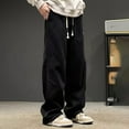 thumbnail image 5 of Mens Sweatpants Loose Fit Straight Leg Drawstring Sports Pants Fall Solid Color Trousers Men's Pants, 5 of 5