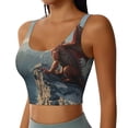 thumbnail image 2 of Rateoe Red Dragon Mountain Sunrise Print Womens' Sports Bras Scoop Neck Sports Vest- Padded U Back Seamless High Impact Support-Medium, 2 of 8