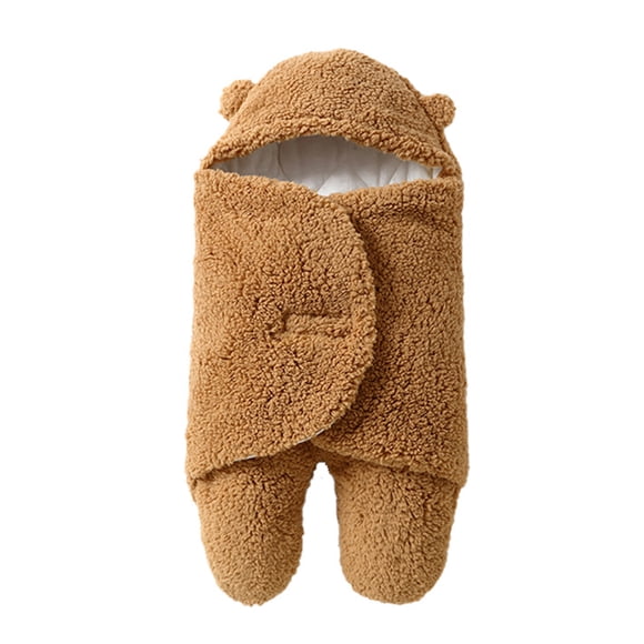 yeacher Winter Baby Sherpa Fleece Sleep Sack with Leg Openings, Khaki Thickened L Size for 3-6 Months