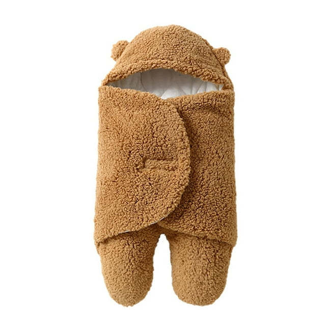 Sacos de dormir Cute Baby Swaddle Manta Recién nacido Swaddle Wrap Suave felpa Recibir Swaddle Wrap Saco de dormir para bebé con pies Saco de dormir para bebé para invierno, tamaño M para bebés de 0 a Meterk Sacos de dormir