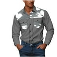 thumbnail image 3 of Mens Printed Dress Shirts Long Sleeve Regular Fit Button Down Shirt Casual Double Pockets Workwear Shirt Blouse, 3 of 6