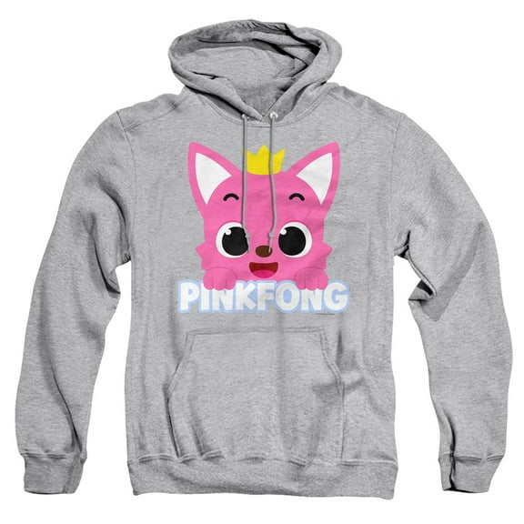 Pinkfong Face Adult Pull-Over Hoodie, Athletic Heather, X-Large