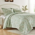 thumbnail image 4 of Greenland Home Fashions Olivia Butterfly Floral Print Cotton-Rich Quilt Set, 3-Piece Full/Queen, 4 of 9