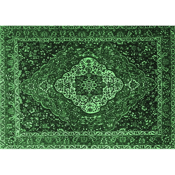 Ahgly Company Indoor Rectangle Medallion Emerald Green Traditional Area Rugs, 3' x 5'