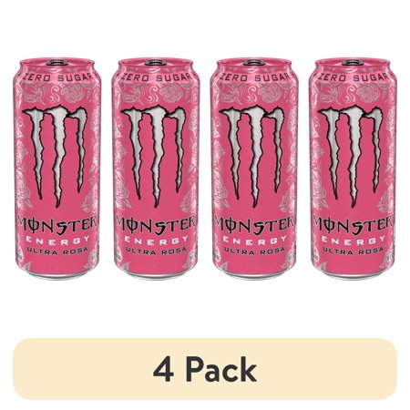 (4 pack) Monster Energy Ultra, Rosa, Sugar Free Energy Drink, 16 Fl Oz