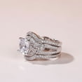 thumbnail image 3 of Oryn Jewelry 1.9 Ct Radiant Moissanite Ring - 14K White Gold Plated Halo Style - Triple Band Engagement Ring for Women, 3 of 5