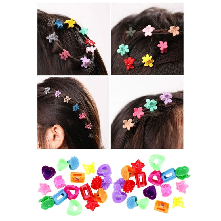 MHDGG 100Pcs Black Mini Hair Claw Small Clips Heart and Flower Mini Cute  Hair Styling Accessories 90s Hair Accessories for Women Party Gifts