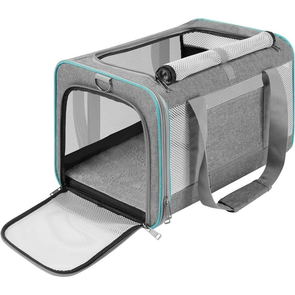 Pet Carrier for Large Cats 20 lbs  / Soft Sided Small Dog Travel Carriers Top Load/Collapsible Carrier Bag for Big Cat / 2 Kittens Sturdy Transport Carriers Long Trips/Medium Cats 15 pounds