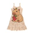 thumbnail image 3 of Uourmeti Toddler Girls Sleeveless Dress Hedgehog Print Causal Spaghetti Strap A Line Short Swing Dress Cute Spring Summer Clothes for Girls Sundress, 3 of 6