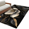 thumbnail image 2 of 4x6Ft Area Rugs Black Gold Flower Non-Skid Rubber Backing Large Rectangle Rugs - Living Room Bedroom Home Office, Gradient Luxurious Floral Botanical Indoor Floor Mat Carpets Washable Rug, 2 of 9