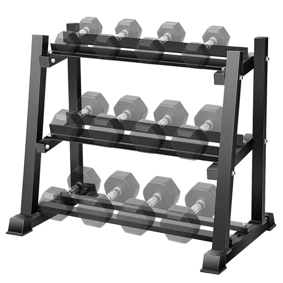 Dumbbell Rack, Primy Dumbbells Storage Rack 3 Tier 1100lb Weights Rack Stand Holder for Dumbbells, Kettlebells, and Weight Plates, Home Gym Storage Organizer