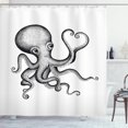 thumbnail image 1 of Ambesonne Octopus Shower Curtain, Sea Animal Doing Heart Art, 69"Wx84"L, White Charcoal Grey, 1 of 3