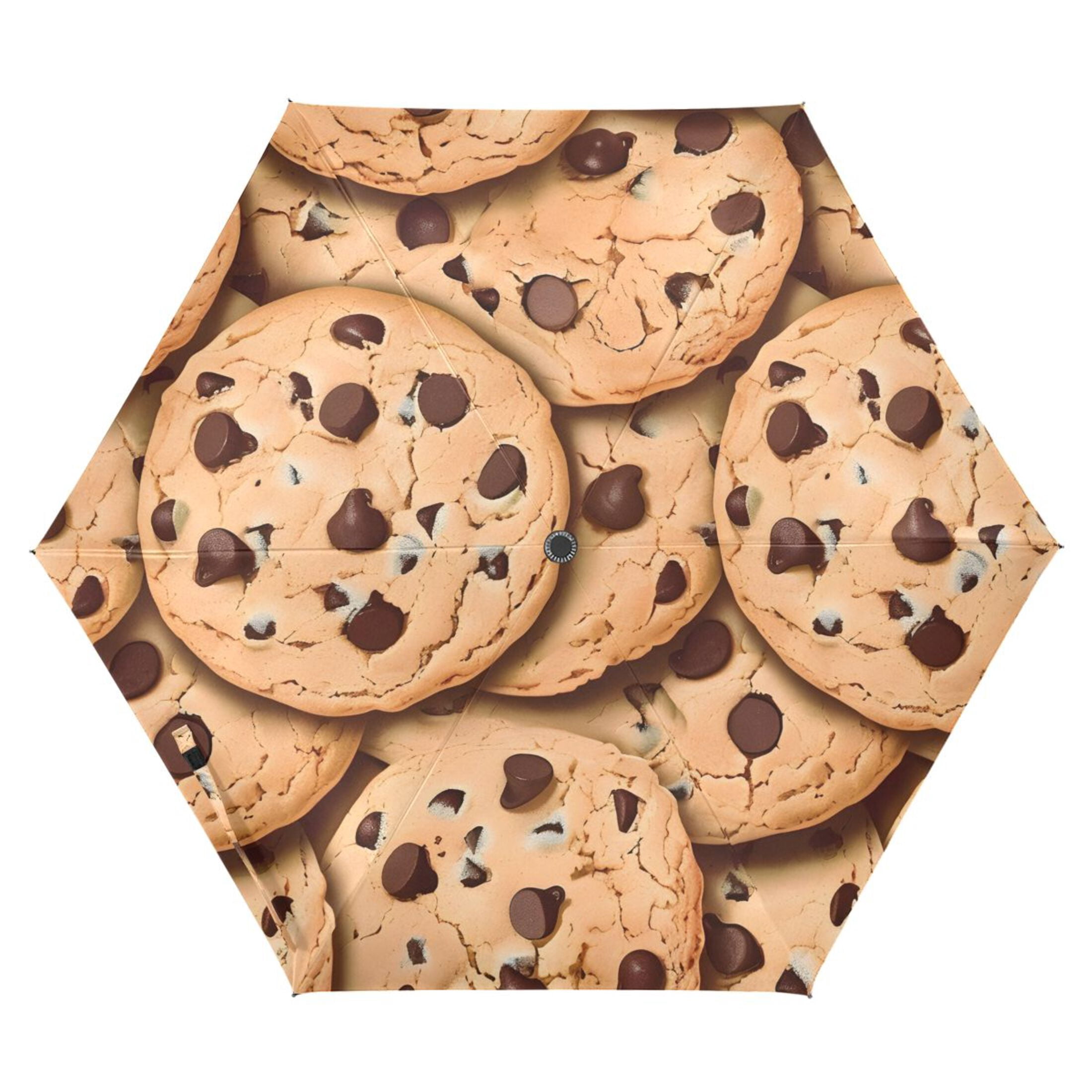 Chocolate Chip Cookies Compact Sun Umbrella Windproof Travel Umbrellas for Rain Strong Portable UV Protection
