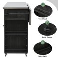 thumbnail image 6 of 63.5" All-Weather Outdoor Kitchen Island, Foldable Stainless Tabletop & 4-Tier Storage, Built-in Bottle Opener, Lockable Wheels, PE Rattan for BBQ, Patio, Black, 6 of 9