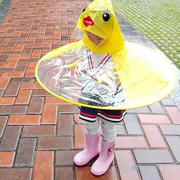Kids Raincoat Toddler Duck Raincoat and Umbrella Hat Waterproof UFO for Baby Girls and Boys