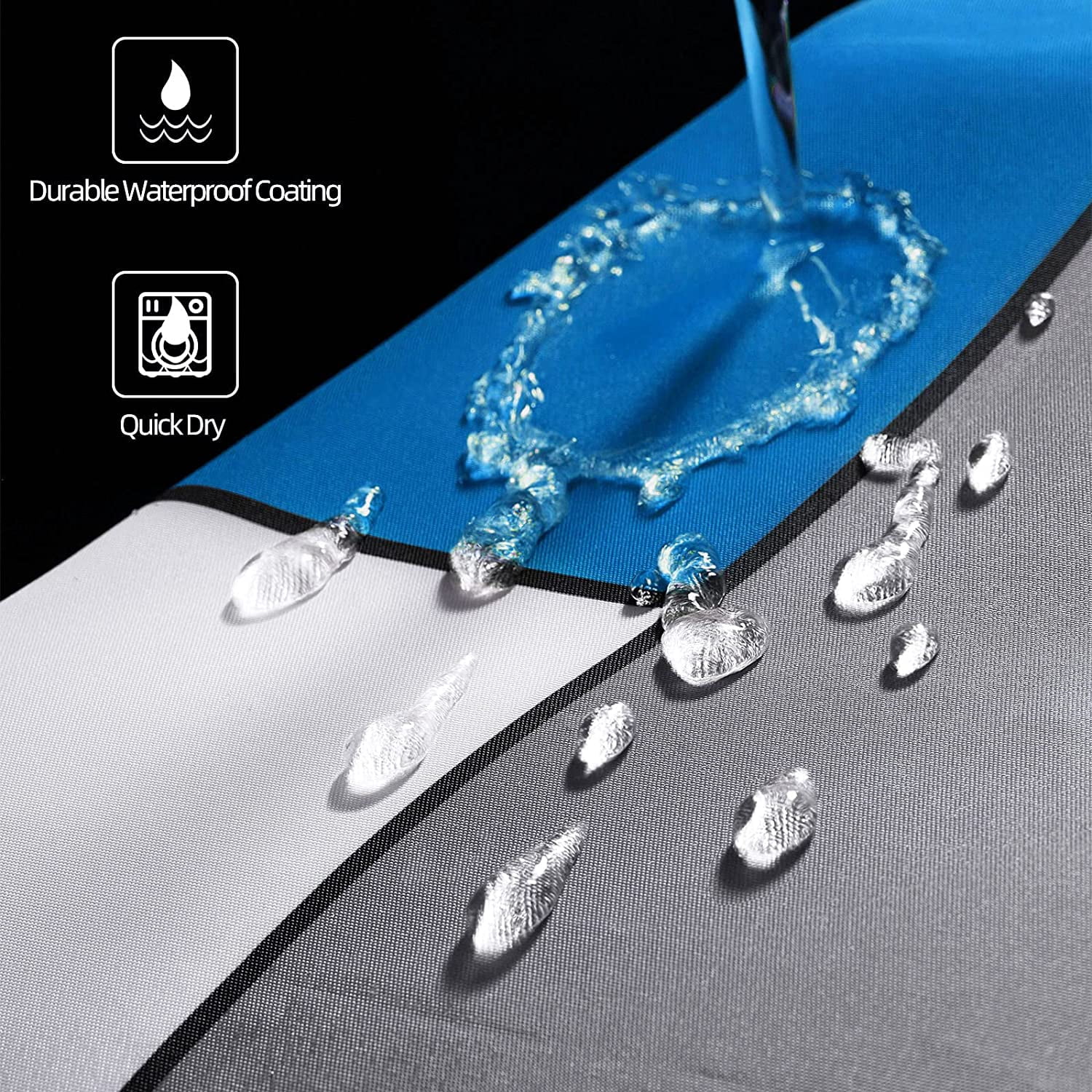 Blue Gray Black White Abstract Shower Curtain Modern Bathroom Curtain Set with 12 Hooks 72x72 Inches