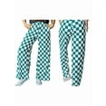 thumbnail image 3 of Women Casual Checkered Pants Elastic Waist Comfy Loose Wide Leg Pants with Pockets Green XL, 3 of 7