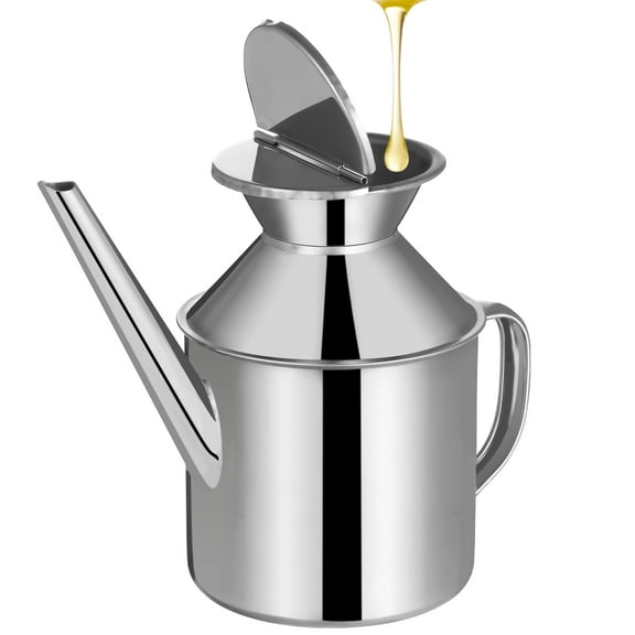 HEMOTON 200ml Stainless Steel Olive Oil Dispenser Kitchen Oil Bottle with Long Spout Grease Saver