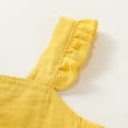 thumbnail image 4 of Canrulo Toddler Baby Girl Solid Color Ruffle Sleeveless Button Down Halter Tank Crop Tops and Pants Outfits Yellow 2-3 Years, 4 of 6