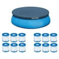thumbnail image 2 of Intex 8' Above Ground Pool Vinyl Cover Tarp & Type H Easy Set Filter (12 Pack), 2 of 6