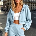 thumbnail image 3 of Cropped Zip Up Hoodie Women Long Sleeve Drop Shoulder Casual Hooded Sweatshirt Y2k Crop Jacket Fall Winter Coat Outerwear, 3 of 5