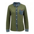thumbnail image 4 of MaFYtyTPR Women's Cardigan Jacket Fall Winter Denim Patchwork Versatile Shirts for Fall Winter Daily Wear Army Green L, 4 of 6