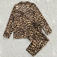 thumbnail image 3 of JGTDBPO Two Piece Pajamas Set For Womens Pjs Set Lapel Sleepwear Nightwear Print Button Down Classic Long Sleeve Soft Sleepwear Lounge Household Trousers Pajama Trousers Pajama Set, 3 of 3